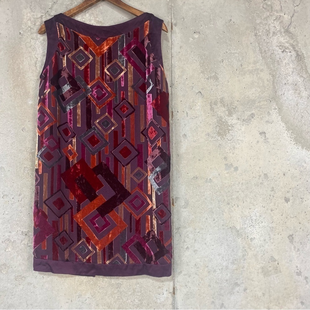 Steve Madden plum cranberry velvet geometric sleeveless shift dress small 6